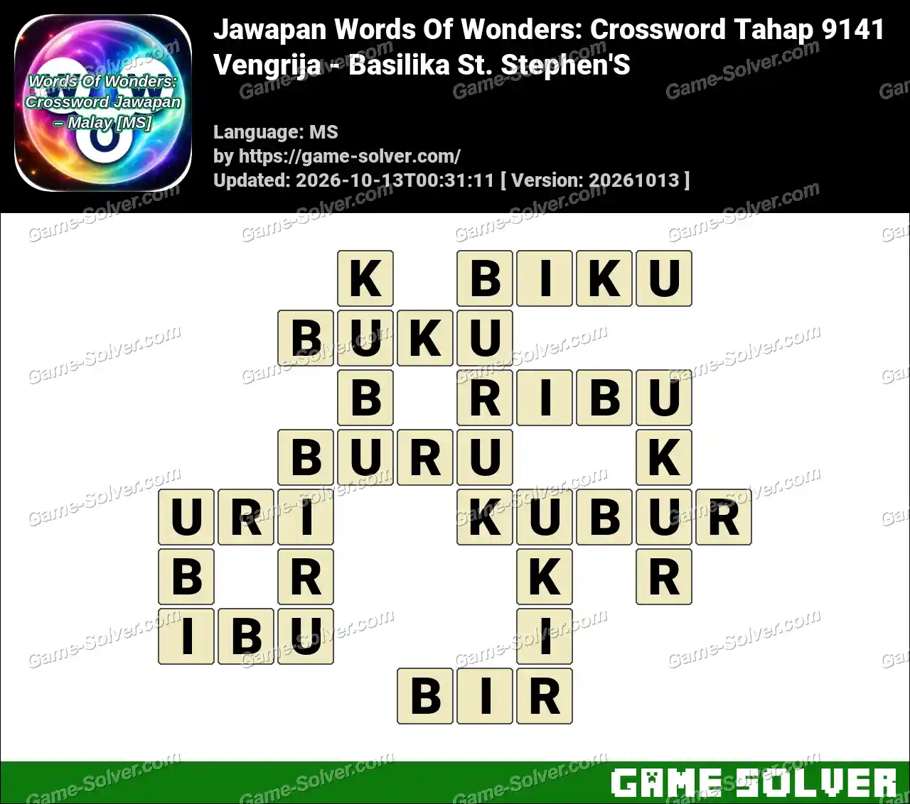 Jawapan Words Of Wonders: Crossword Tahap 9141 – Vengrija – Basilika St. Stephen’S